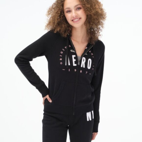 Aeropostale Full Zip-Up Original 1987 Black Large Hooded Sweatshirt - Picture 2 of 9